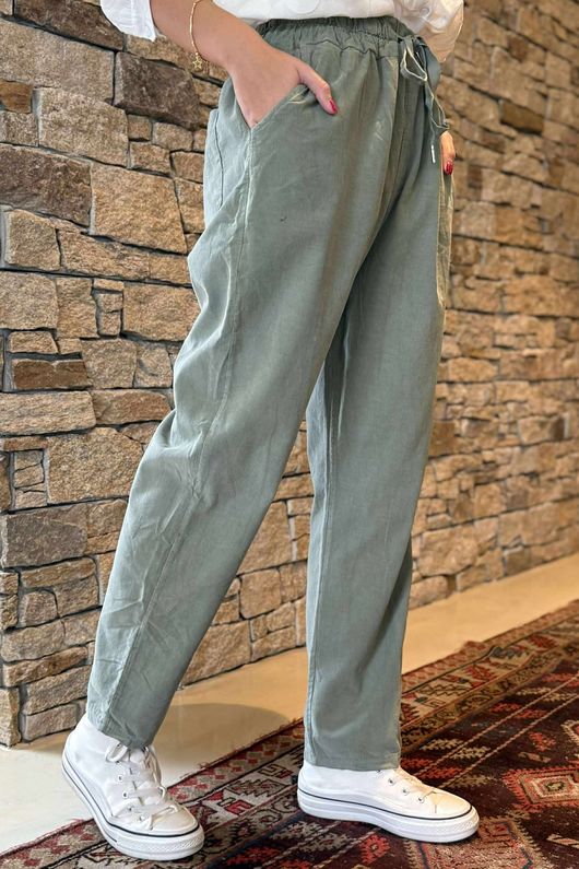 Made in Italy Baby Cord Classic Slim Jogger Soft Khaki /10 